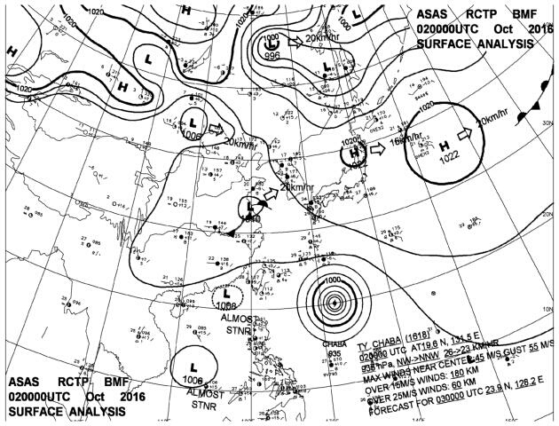 02/00Z地面天氣圖CWB